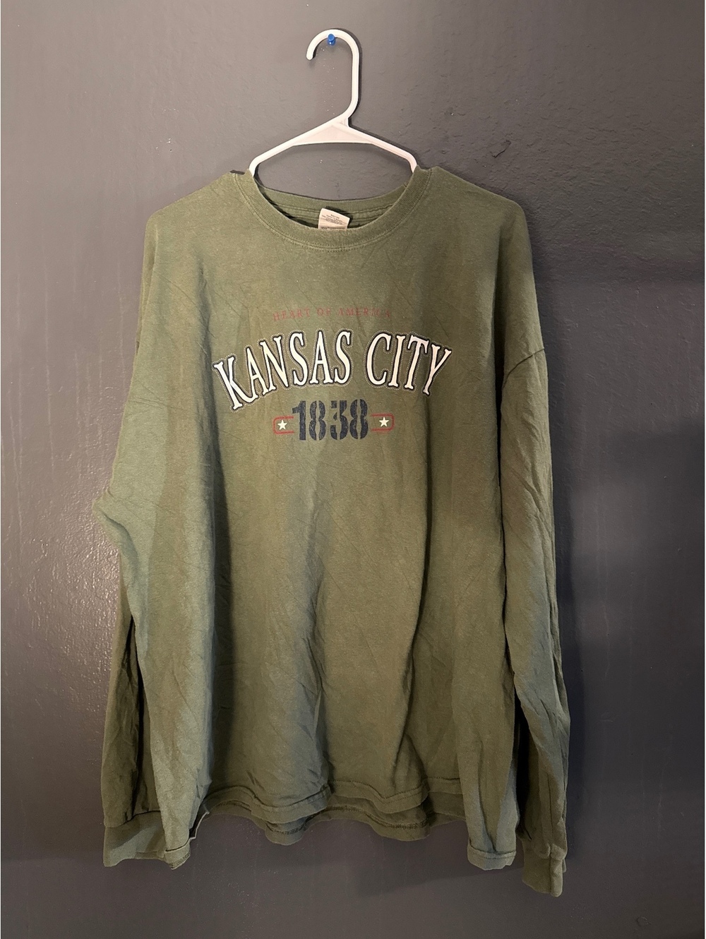 Gildan Ultra Cotton Kansas City 1838 Long Sleeve Shirt Size 2XL